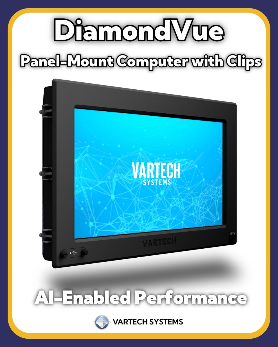VartechSystems's tweet photo. DiamondVue Panel Mount Computer with Clips

Built for seamless integration inside control panels and industrial enclosures.

It can be configured to match specific requirements, like I O, performance &amp; enclosure design.

https://t.co/YB9dTynntr

#DiamondVue #VarTechSystems https://t.co/aG4od8Dl6Z