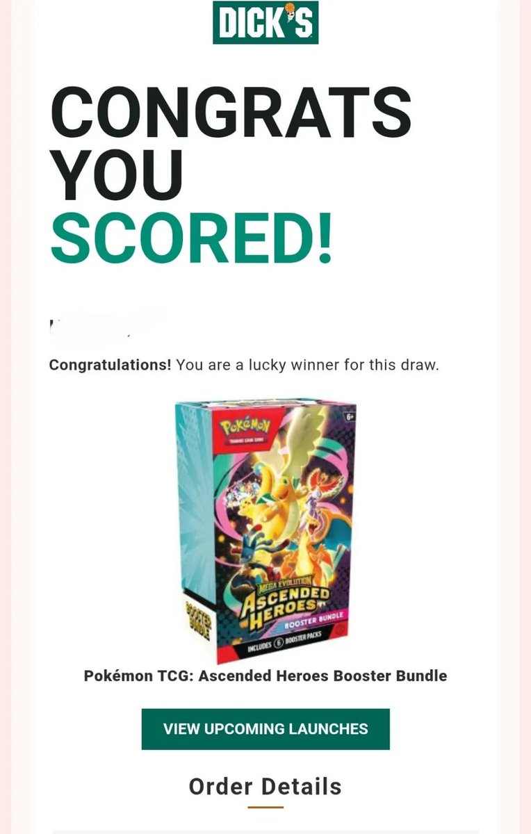 PokemonRestocks's tweet image. Ascended Heroes Booster Bundle Winners Sent Out on the Dick's Sporting Goods App! ✨

➡️ buff.ly/i6yGJeq

Be sure to check your email if you entered, winners will be notified by the end of the day.

Let us know if you had any luck!
#Pokemon #PokemonTCG #ad