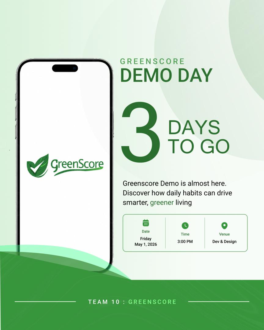 angelfrosts's tweet image. 🌱 GreenScore Demo Day is almost here- 3 days to go!
A smarter way to turn daily habits into real environmental impact.
Simple actions. Measurable change. Consistent progress.
#GreenScore #Sustainability #ClimateAction #DemoDay