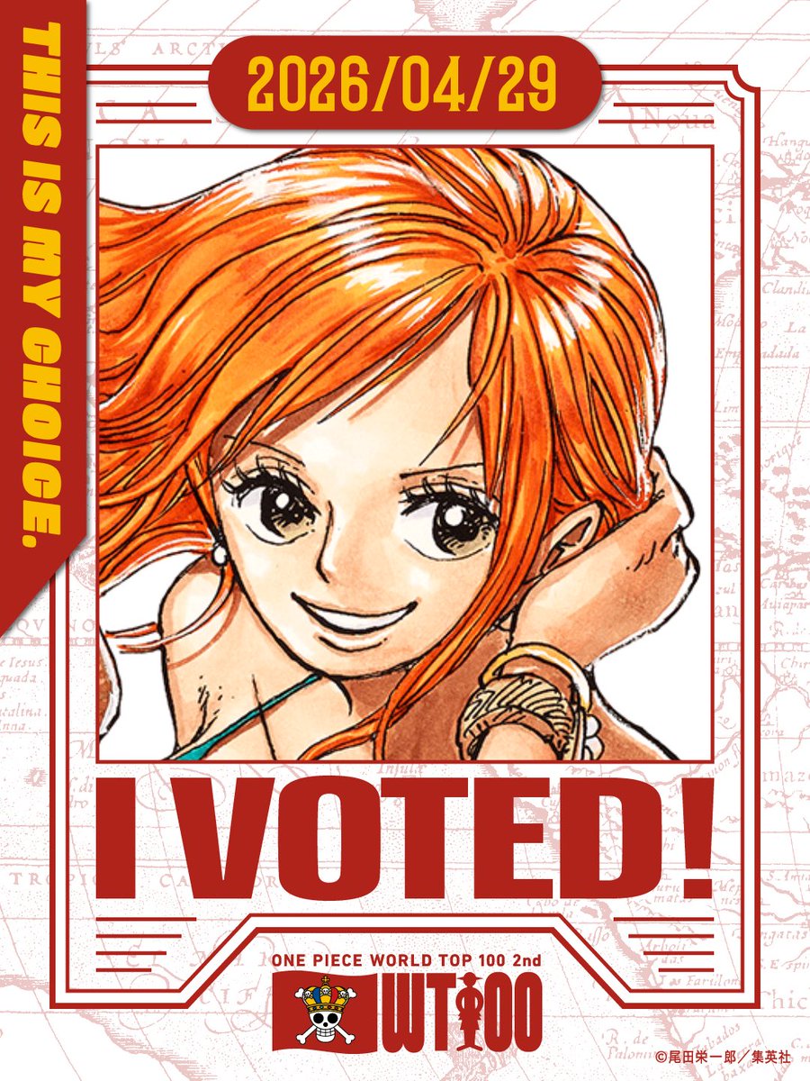 I’m here to remind you to vote for Nami every day (Day 56-57) 🍊

onepiecewt100-2026.com/en/

#ONEPIECE_WT100 #Nami