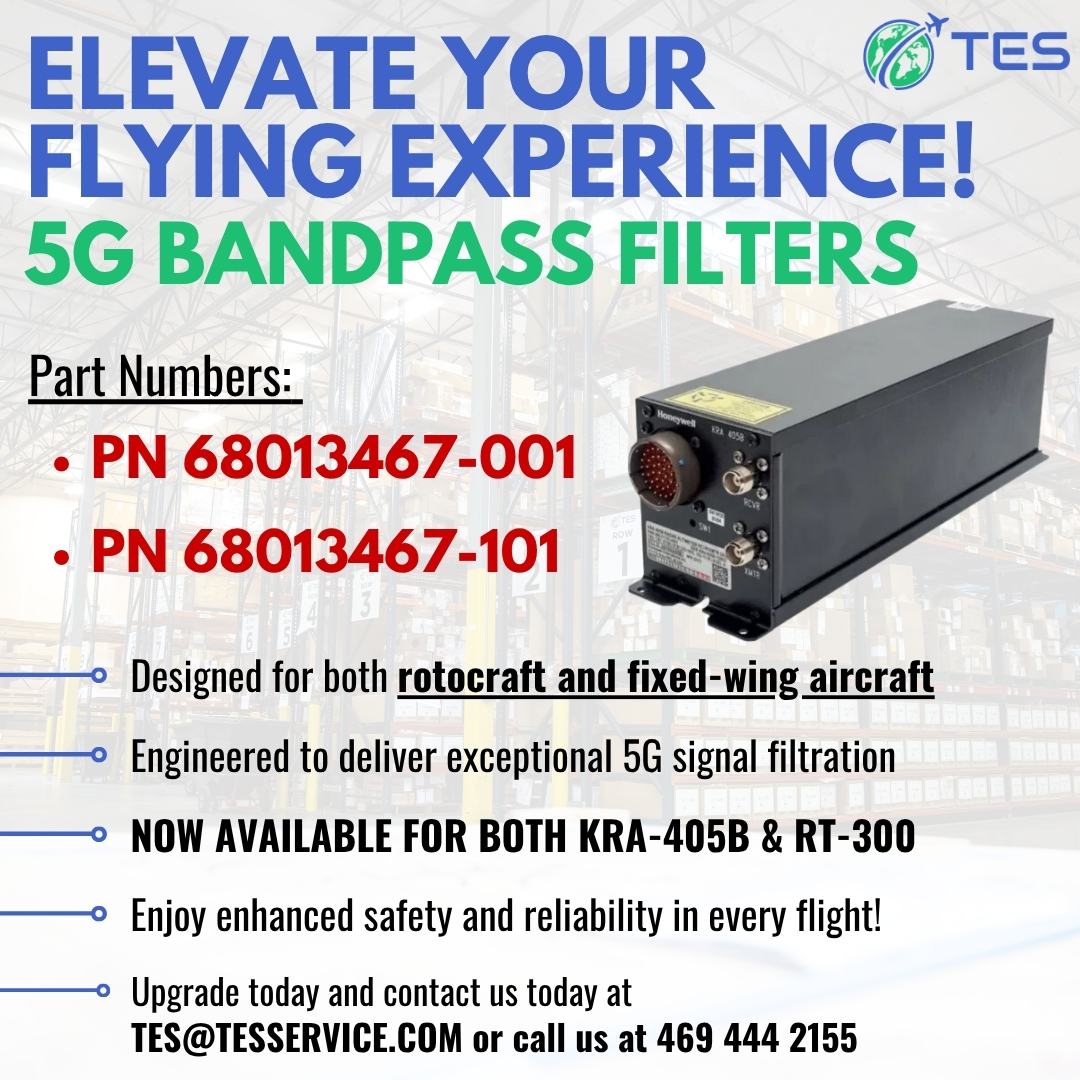 TESService's tweet image. Upgrade to 5G Bandpass Filters and future-proof your aircraft’s connectivity. TES is the 𝐄𝐗𝐂𝐋𝐔𝐒𝐈𝐕𝐄 𝐃𝐈𝐒𝐓𝐑𝐈𝐁𝐔𝐓𝐎𝐑...

Checkout more on our LinkedIn: linkedin.com/feed/update/ur…

#TES #businessaviation #bizjet #avgeek #5GBandpass #PartsServices