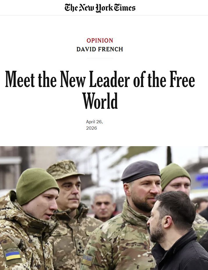 🇺🇸🇺🇦⚔️🇷🇺 According to the New York Times, the leader of the free world is Volodymyr Zelensky.  Let’s check his background again because clearly David French needs a reminder: 

▪️ Banned elections and political opposition

▪️ Laundered and embezzled Western aid for personal
