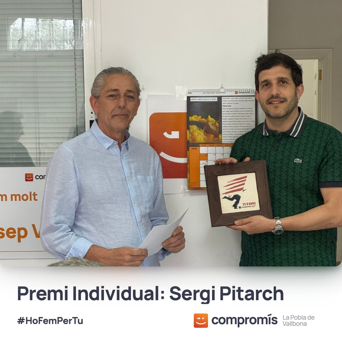 CompromisPobla's tweet photo. 🟠 PREMIS 25 ABRIL 

Vos deixem en imatges com vam viure el passat dissabte els nostres premis 25 d'abril. Sergi Pitarch i Consolat de Mar van ser els guardonats i la proposta sobre habitatge que presentarem pròximament va ser presentada en públic.

#SomCompromís i #HoFemPerTu https://t.co/2JTB9Vtrgt