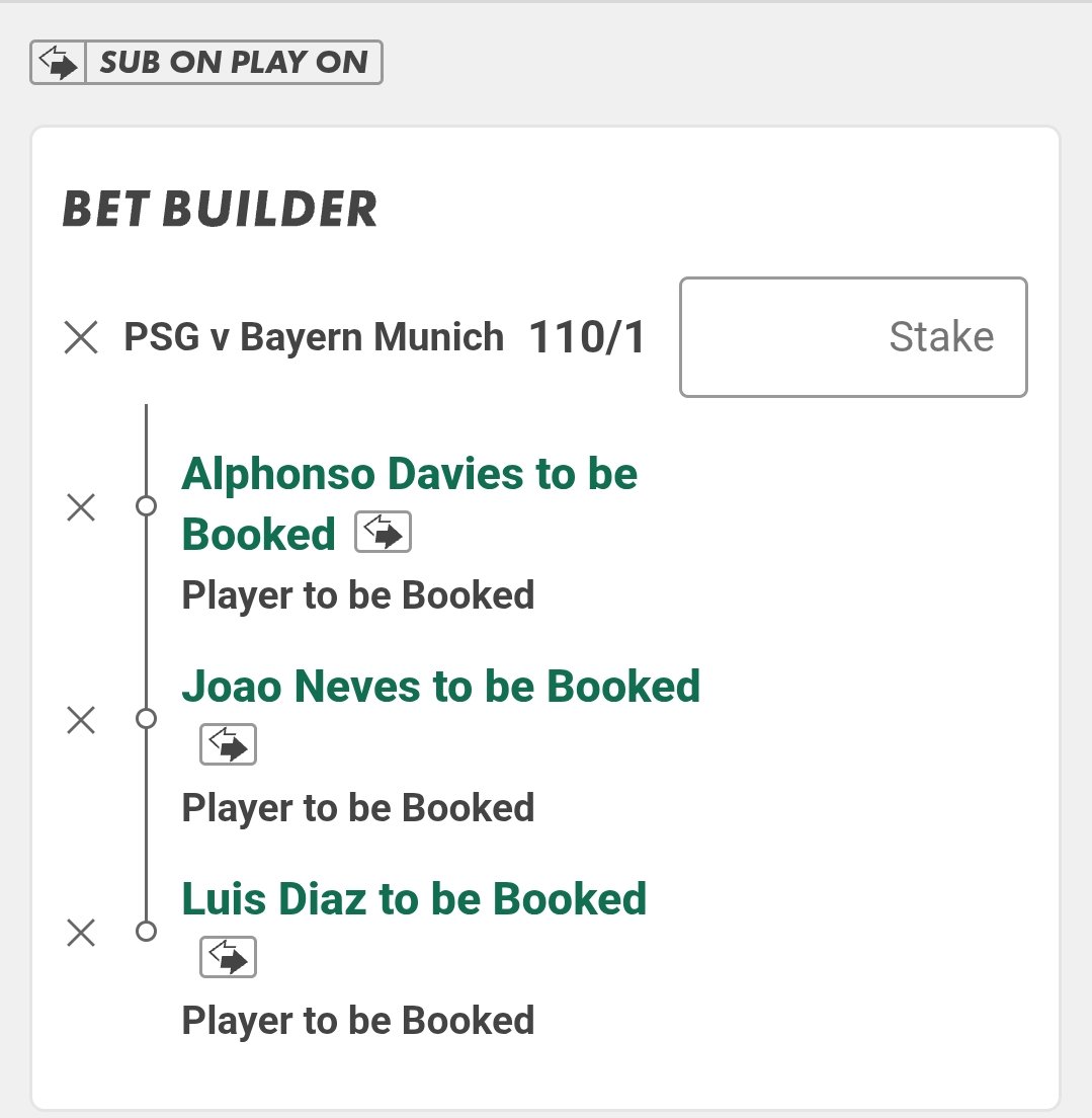 dbT1ps's tweet photo. Psg Vs Bayern cards 🟨🟥

15/1 double &amp; two longshot trebles! https://t.co/KW1QaRcFRw
