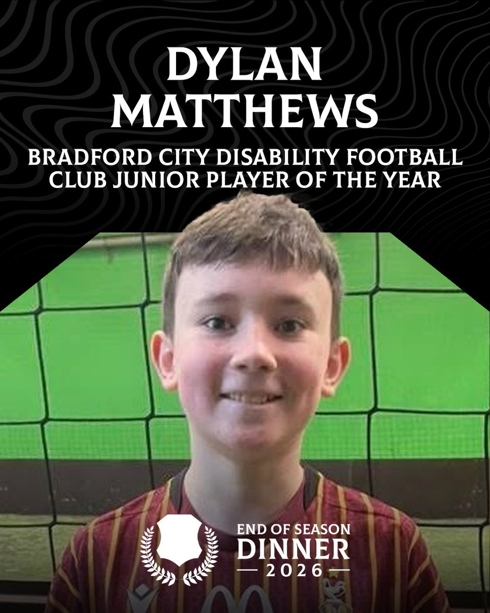 officialbantams's tweet image. Our first award of the evening is the Bradford City Disability Football Club Junior of the Year… 🥁

The winner is: Dylan Matthews!! 🏆

#BCAFC