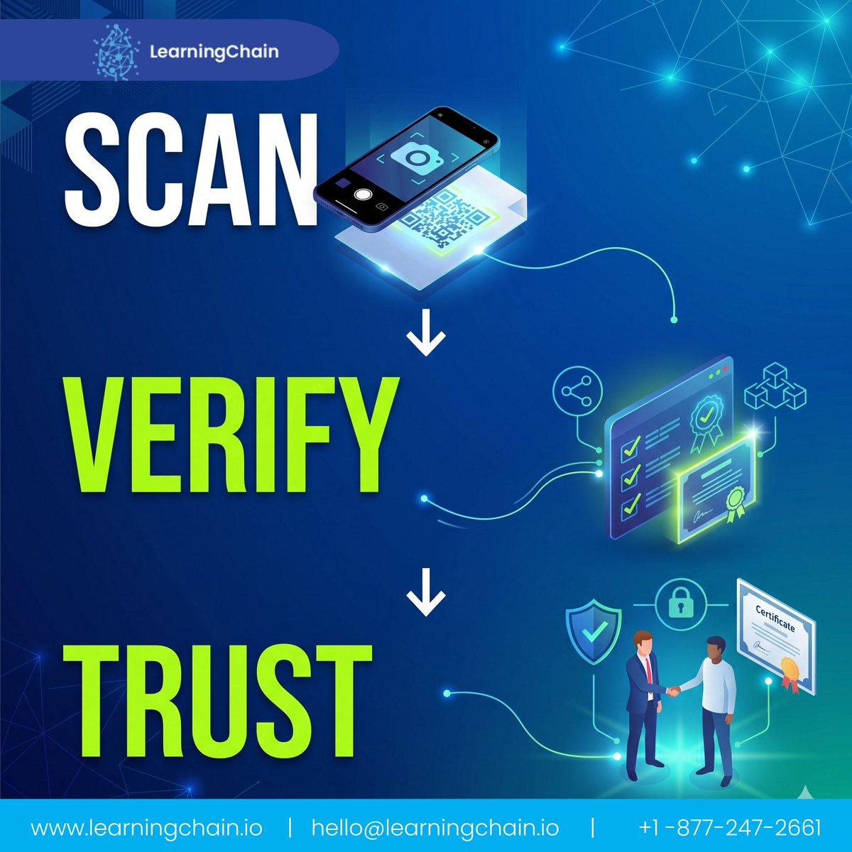 LearningChainio's tweet image. What used to take days can now happen in seconds.

With blockchain-powered QR codes:
• Credentials are instantly verifiable
• No manual validation needed
• Trust is built automatically

#LearningChain #BlockchainTechnology #QRVerification #EdTech