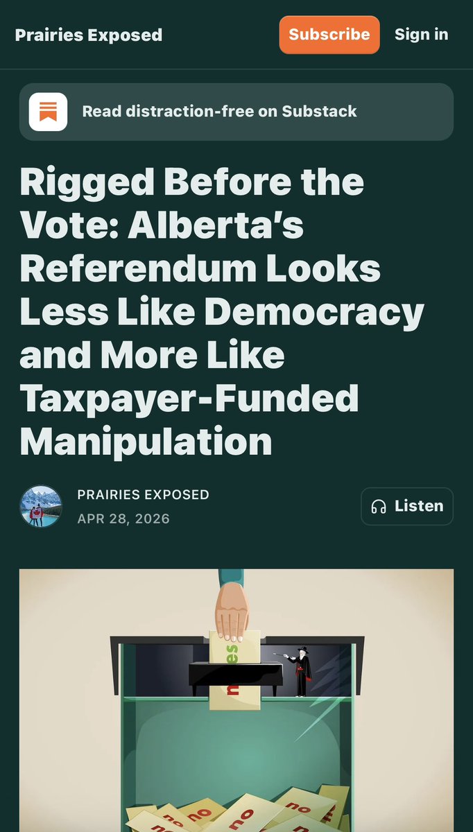 PrairiesExposed's tweet image. Paying to get Rigged

prairiesexposed.substack.com/p/rigged-befor…

#ucp #corrupt #referendum #alberta #government #canada