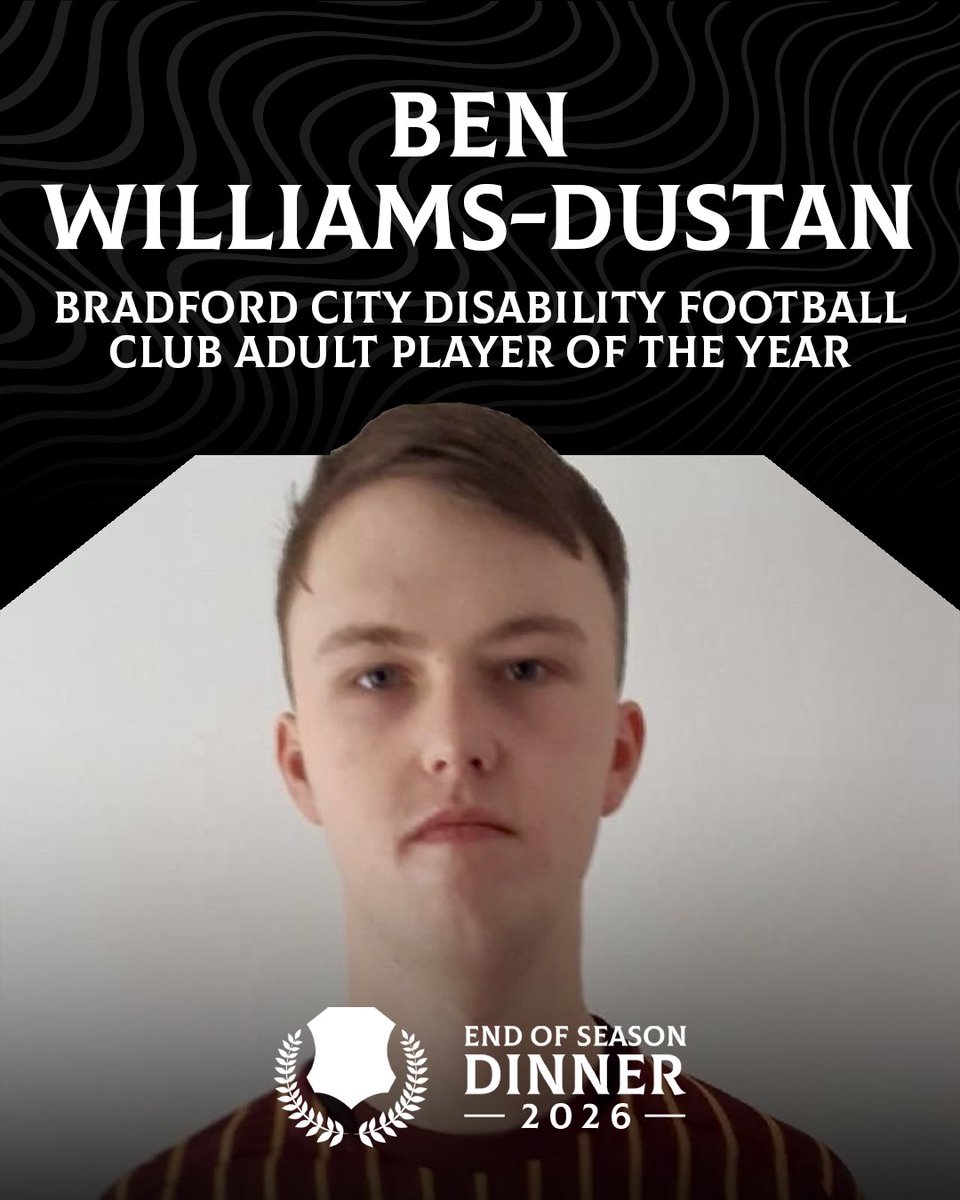 officialbantams's tweet photo. Ben Williams-Dustan is your Bradford City Disability Football Club Adult of the Year. 👏

#BCAFC https://t.co/4cl6T1qIbV