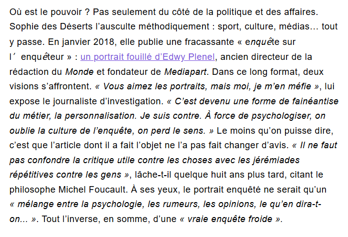 g_gendron's tweet photo. Au détour du portrait de SDD dont j'ai eu l'honneur de relire les fulgurances il y a pas si longtemps (on a bataillé sur quelques virgules), ce débat assez fascinant sur l'enquête et le pouvoir, feat. Edwy Plenel (le portrait serait-il donc chaud?)

https://t.co/NFWx3Yfmlj https://t.co/Si73ht2o5I