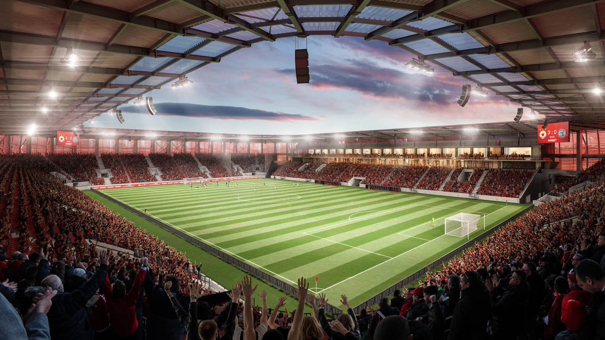 Worldstadium_EN's tweet photo. 🇧🇾🔜🏟️CSKA Sofia’s iconic Balgarska Armia Stadium is being rebuilt as a modern 16,000-seat football-specific venue. 
Set to open in 2026 with a friendly match against AC Milan🔥 https://t.co/e0VKCFU0uQ