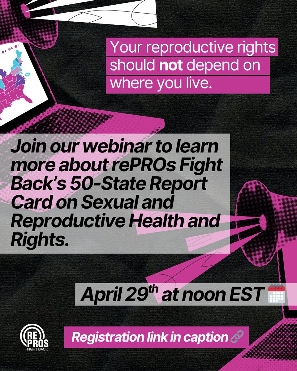 rePROsFightBack's tweet photo. TOMORROW! Join us for our 50-State Report Card Highlights webinar, where we’ll break down what an “F” in reproductive health really means and how policies at both the federal and state levels are shaping access to care across the U.S.

Register here: https://t.co/RaQRbD4FHp https://t.co/LUt5qoGJ9I