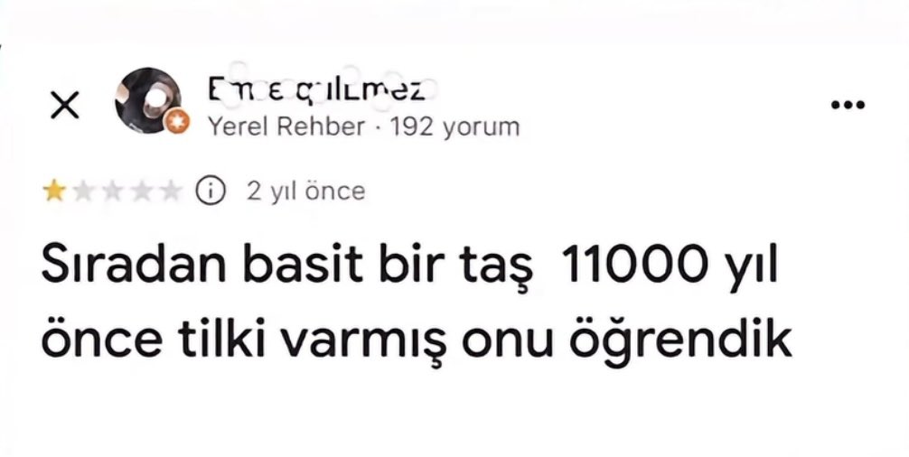 İnsanlar seni eleştirdiğinde, Göbeklitepe’nin bile Google Maps’te kötü yorumları olduğunu hatırla.