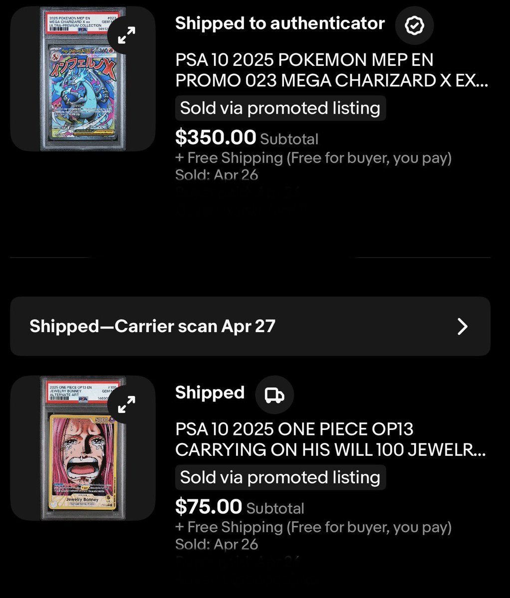 SeverinsCards's tweet image. OUT

#PSA10 #Pokemon #Charizard #OnePiece #JewelryBonney