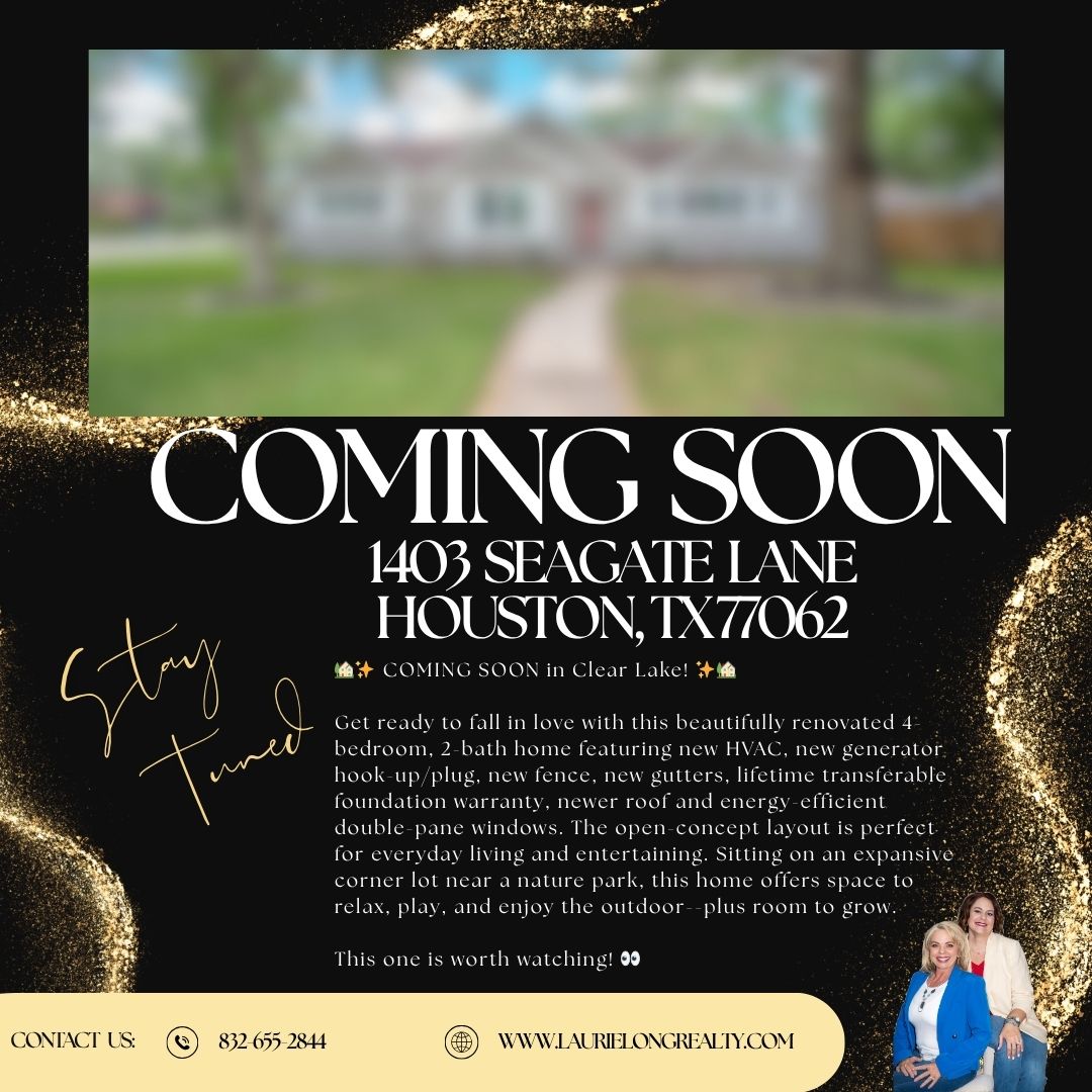 listwithlaurie's tweet image. 🏡 Coming Soon in Clear Lake! Renovated 4 bed, 2 bath home with tons of big-ticket upgrades, open layout &amp;amp; large lot near Exploration Green in CCISD/X-flood zone. Stay tuned--more deets are on the way!
#ComingSoon #LaurieLongRealty #NewListing #RemaxCoastal #WhoYouChooseMatters