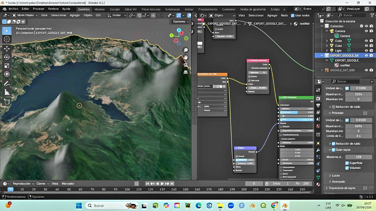 FredyR_Palacios's tweet photo. #GIS #BLENDER #ATITLAN Elevando la precisión visual a otro nivel 🤓🛰🌎 https://t.co/Vv6daRV2WX