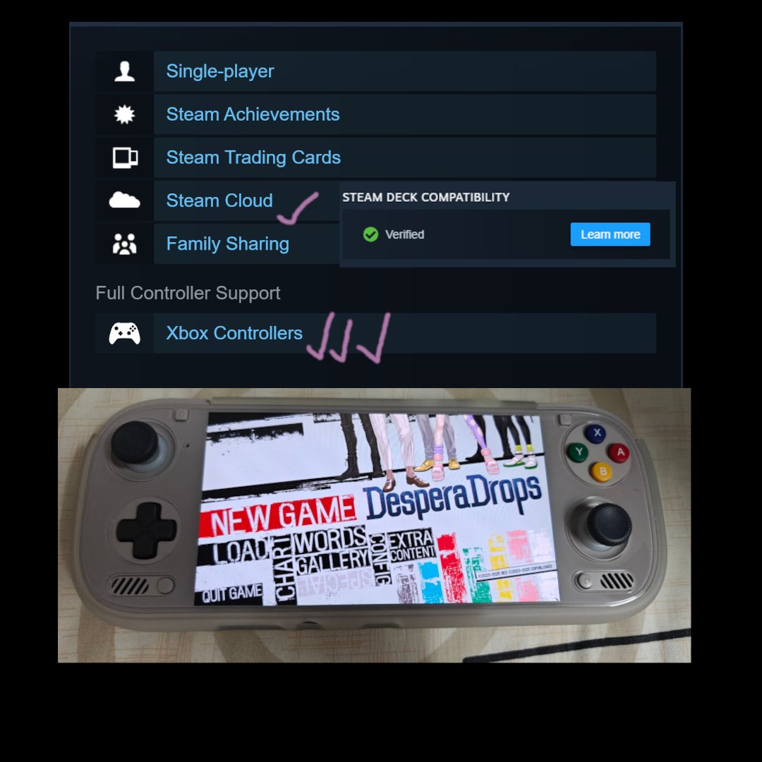 DesperaDrops is at its lowest-ever sale price (-70%)

It's one of the Otome games (on steam) which has:

1) Full controller support ✨
This makes it easy to play on PC/ Android handhelds 🎮

2) Steam Cloud saves☁️
This makes it easy to play across multiple devices!