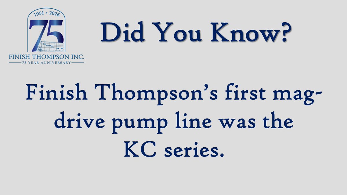 FinishThompson's tweet photo. FTI Friday: Built on innovation from the very beginning—FTI’s first mag-drive pump line, the KC Series, set the standard for reliable corrosive chemical transfer and laid the foundation for decades of trusted performance. #FinishThompson #FTI #75Years https://t.co/e4RJny1hAC