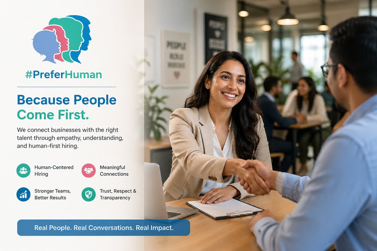 PreferHuman's tweet image. Because people will always be at the heart of every great business 🤝
At PreferHuman, we believe that real connections create real impact. 
🌐 preferhuman.com

#PreferHuman #PeopleFirst #HumanConnection #WorkCulture #TeamBuilding #MeaningfulWork #HumanCentered