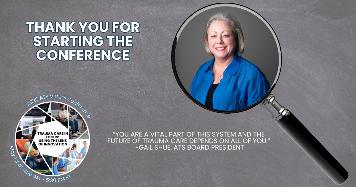 TraumaSurvivors's tweet image. The #ATSNationalConference is off to a strong start. As Gail said, we are all a vital part of the trauma system. Hopefully, today's presentations will show us how we can all innovate.

#TraumaSystems #TraumaCare #HealthCare