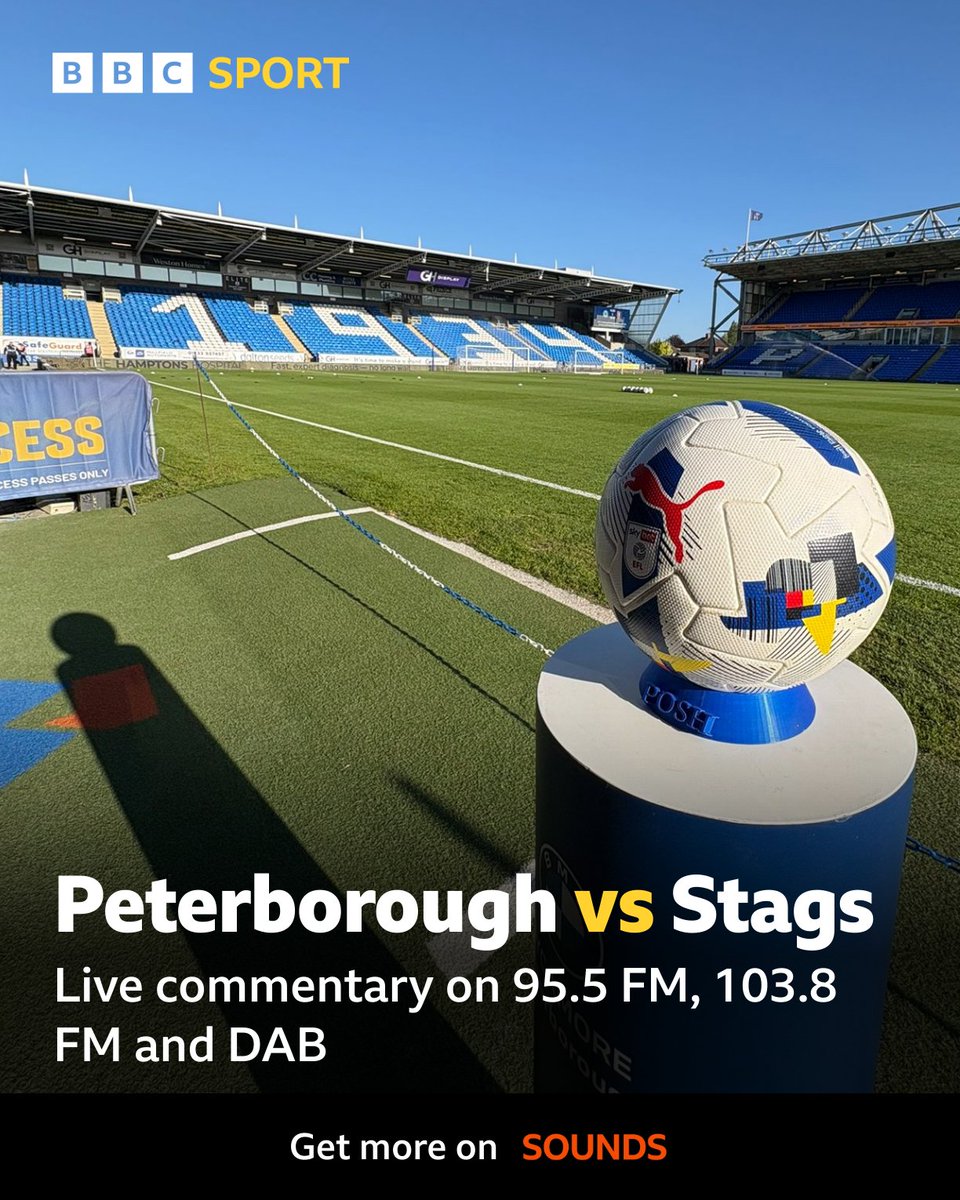 BBCRNS's tweet image. 🟠 Mansfield travel to Peterborough for their penultimate game of the season.

🎙️Jake Garner and Gareth Jelleyman bring you every kick from Weston Homes Stadium.

#stags