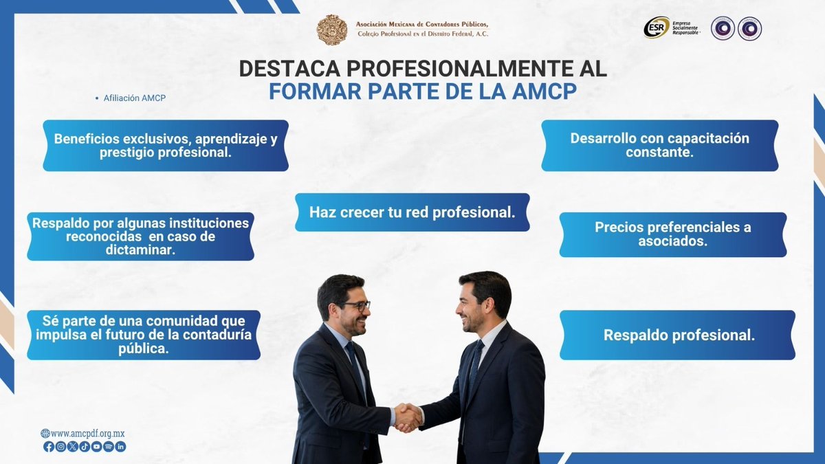 amcpdf's tweet image. 🚀 Destaca profesionalmente con la AMCP
Accede a capacitación constante, amplía tu red de contactos y disfruta de beneficios exclusivos para impulsar tu carrera.
👉 Afíliate hoy
🔗 amcpdf.org.mx

#AMCP #Contadores #CrecimientoProfesional
