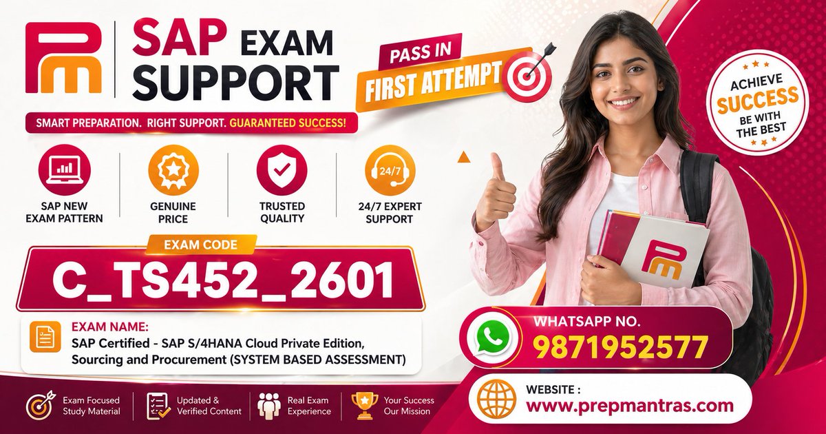 prepmantra18826's tweet image. C_TS452_2601 SAP Exam Support in Canada Guide

wa.me/919871952577

#C_TS452_2601 #sap
