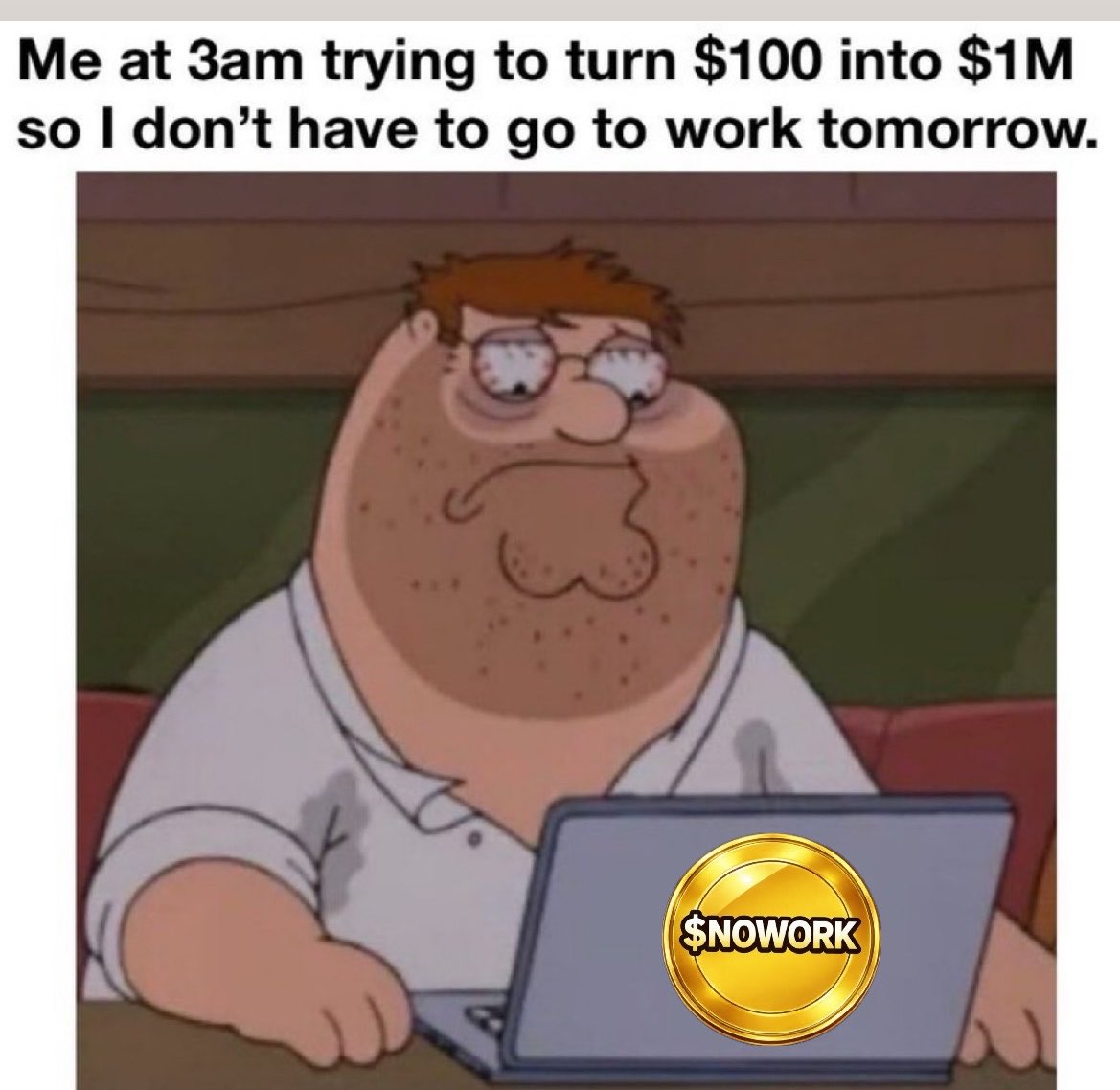 thenoworkcoin's tweet photo. This can’t be life 🥲💛
Wake up. Work. Survive. Repeat 🔁
Never enough time. Never enough freedom 🕊️
But change is coming.
AI is killing the grind.
Demographics are collapsing.
New generations are opting out.
Check out #main-catalysts channel in the Discord 👀
$NOWORK is ready 😴🚀 
#NoWork #LazyRevolution #Solana