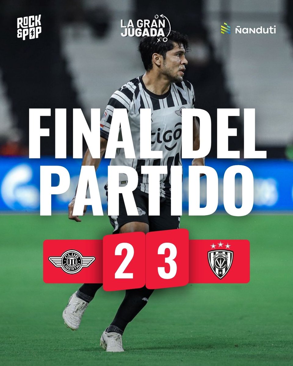 nanduti's tweet image. 🏆 #Libertadores - Fecha 3.

⏱️ 45 + 7’ del segundo tiempo.

¡Final del partido! Nueva derrota Gumarela en copa internacional.

📌 #Libertad 2 - 3 #IndependienteDelValle

⚪️⚫️ Lorenzo Melgarejo (x2)
🇪🇨 Carlos González (x3)

🏟️ Estadio: La Huerta.

#LaGranJugada
#1020AM
#955FM

📲