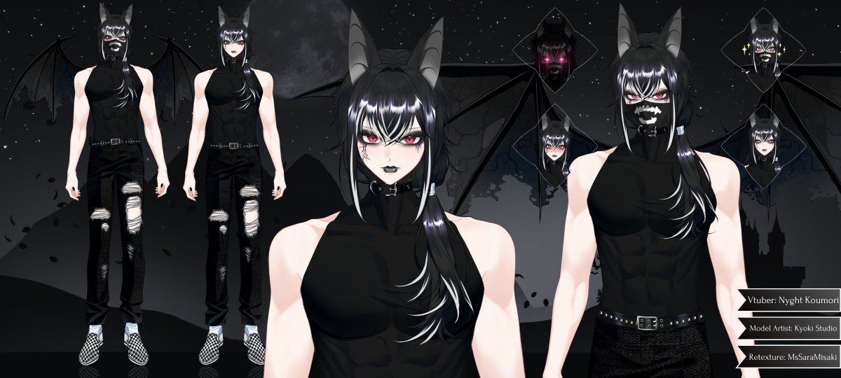 My name is Nyght, and I'm your Nocturnal Batboy Vtuber!

I spend a lot of time napping...
Come enjoy the night with me...

Links: nyghtkoumori.carrd.co
Twitch: twitch.tv/nyghtkoumori
Tags: #starrynyght | #saraxnyght 🔞
Oshi Marks: 💤🦇