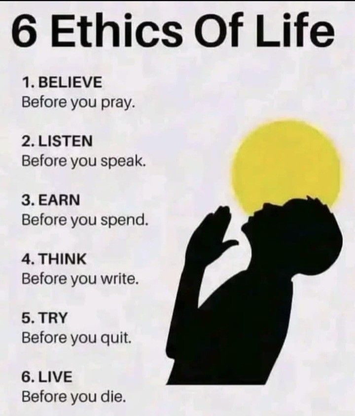 SuccessBluePrtX's tweet photo. 6 Ethics of life. https://t.co/qxPqtDvCBq
