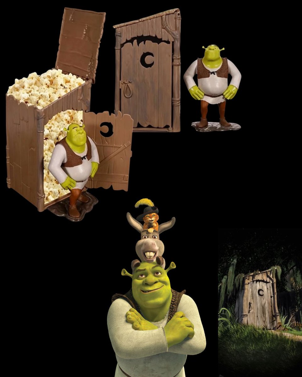NiteLite123's tweet image. Includes: 
-A large popcorn with your purchase
-A small detachable Shrek figure that can snap into a slot at the base of the outhouse.
-Dual Openings You can access your popcorn through either the roof or the front door of the outhouse. 

#EntertainmentNews #ExclusiveDrop