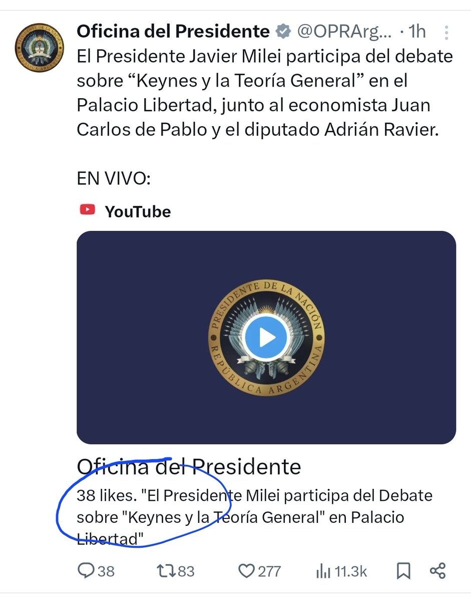 38 likes.
Para eso se la pasa las 24 hs en twitter este pelotud0?