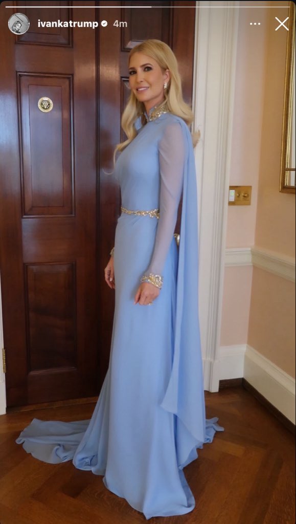 Ivanka Trump is wearing a Reem Acra gown to tonight’s state dinner at the White House