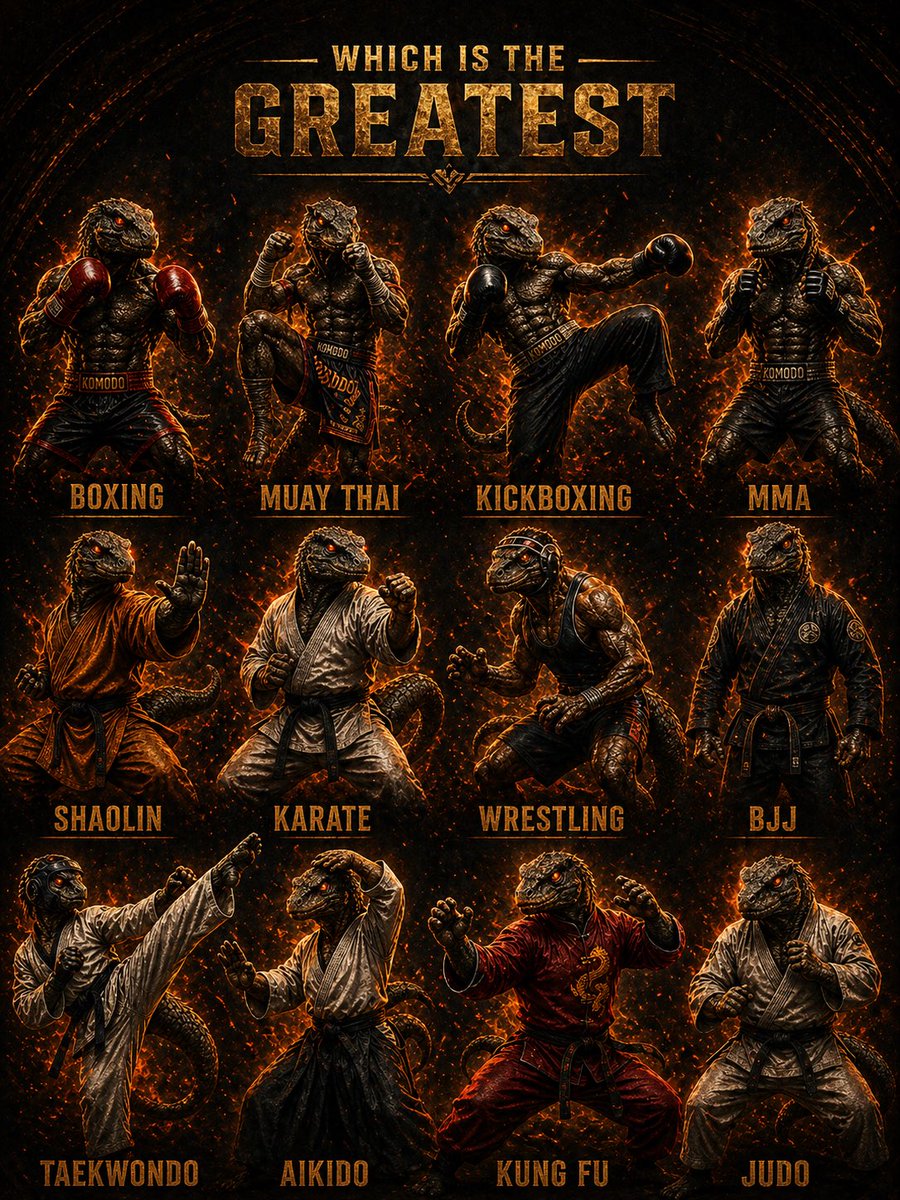 komodobldsport's tweet image. Strength comes in many forms.  
Discipline chooses the path.  

Boxing. Muay Thai. Wrestling. Jiu-Jitsu.  
Different styles. Same mission.  

Train hard. Stay sharp. Keep evolving.  

Which is the greatest?  
The one you commit to.  

#komodobloodsport #discipline #combattraining
