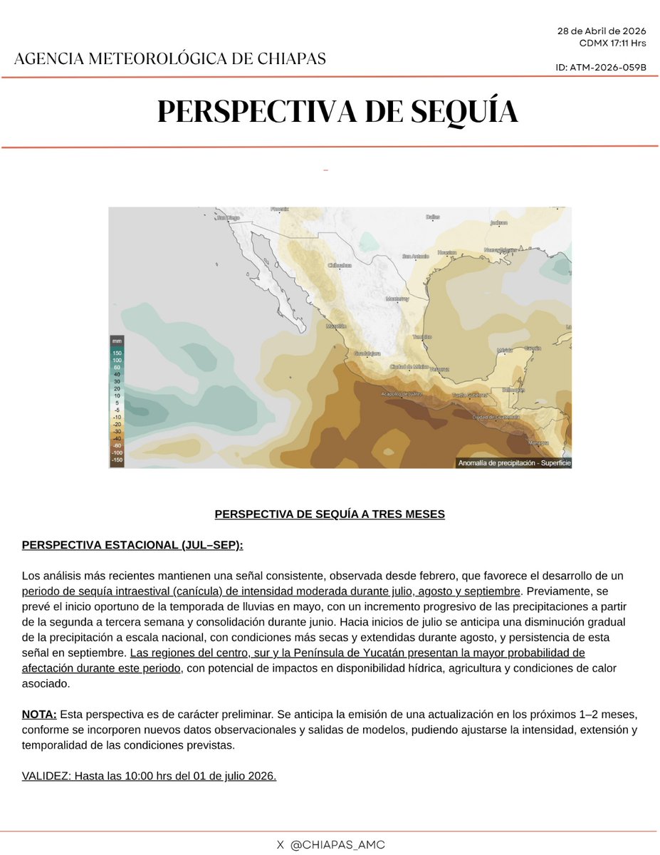 Agencia de Meteorología de Chiapas (AMC). ™ tweet media