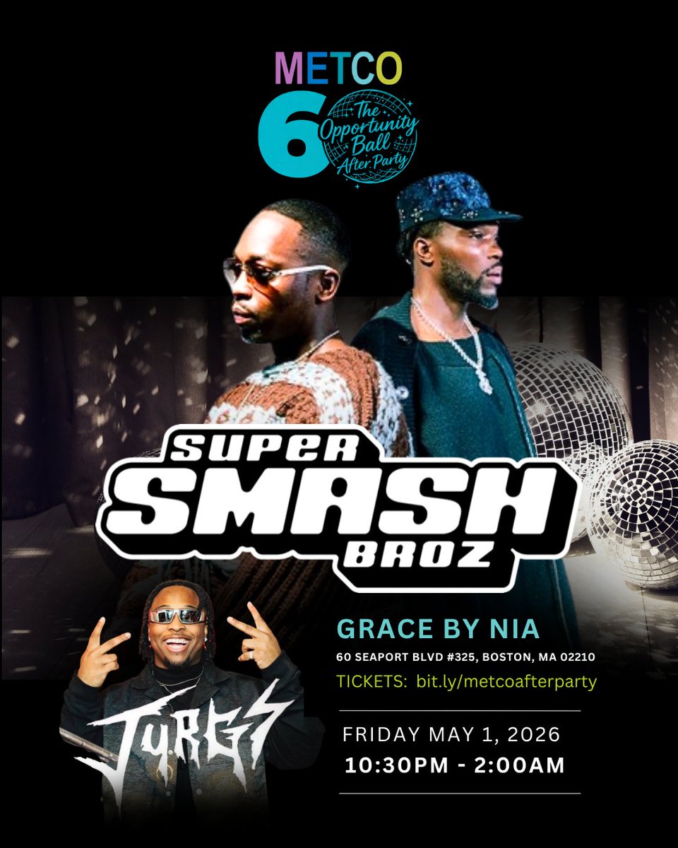 METCOIncHq's tweet photo. 🚨 AFTER PARTY UPDATE 🚨

The gala location remains the same — this update is for the After Party only.

📍 New After Party Location: Grace by Nia
60 Seaport Blvd #325, Boston
🗓 May 1 | NEW TIME ⏰ 10:30PM–2AM

Tunes by METCO Alumni 
🎟 https://t.co/RoIRsOBT7D https://t.co/Xu50C7Zicx