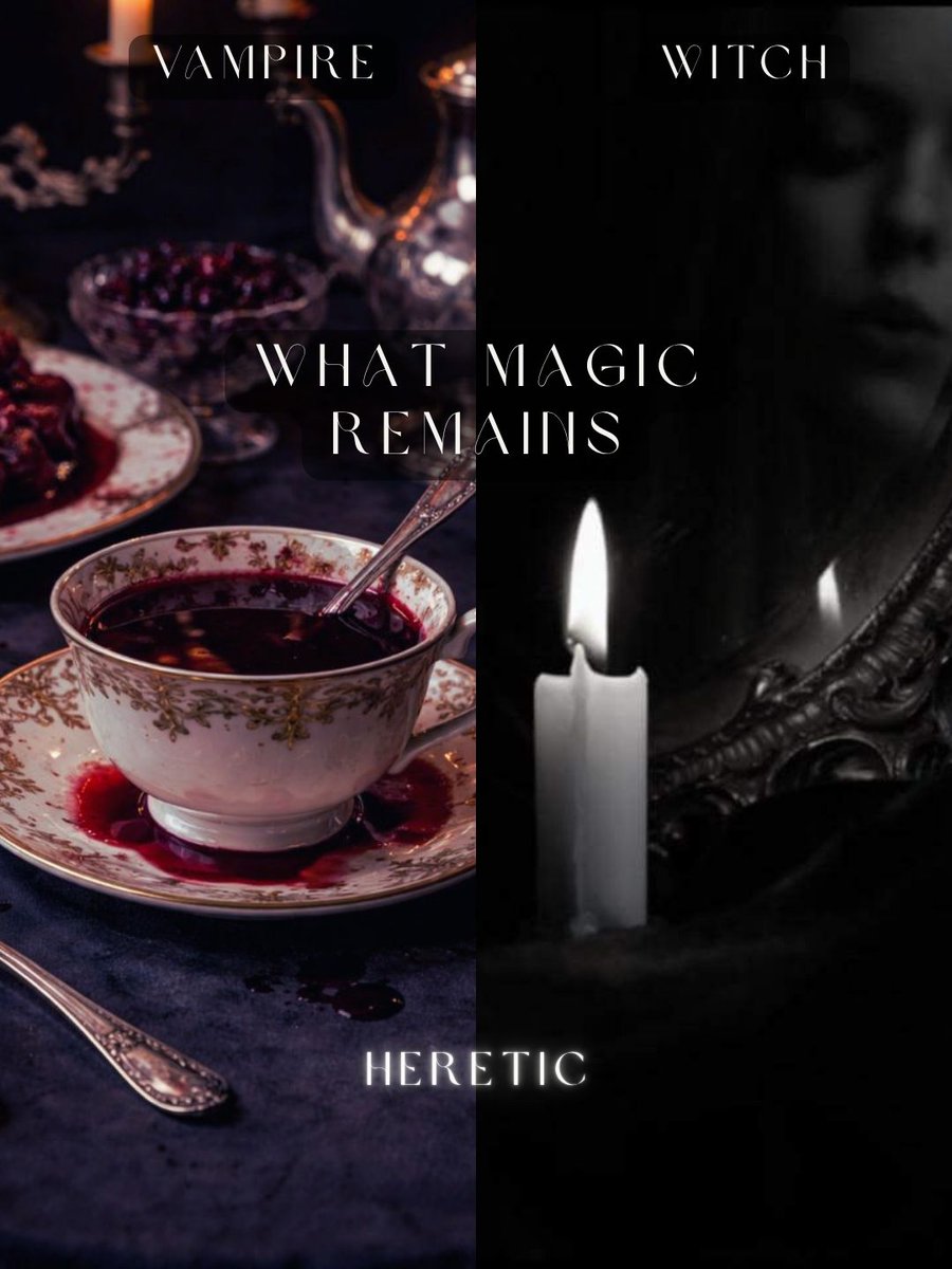 SLoicano's tweet photo. WHAT MAGIC REMAINS

Witch by rite.
Vampire by bite.
But her magic refused to die–staining her skin with every spell.

When rumors spread, witches, vampires, a secret Order–and Hell itself–take notice.

And the demon who altered her fate has come back for her.
#QuestPit #W #F #R https://t.co/FaSMTvMhJN