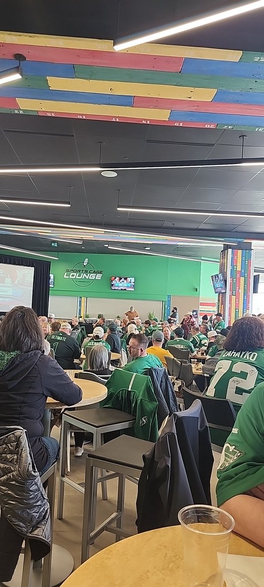 2andOutCFL's tweet image. Live on location at the #Riders Draft Party. #CFL