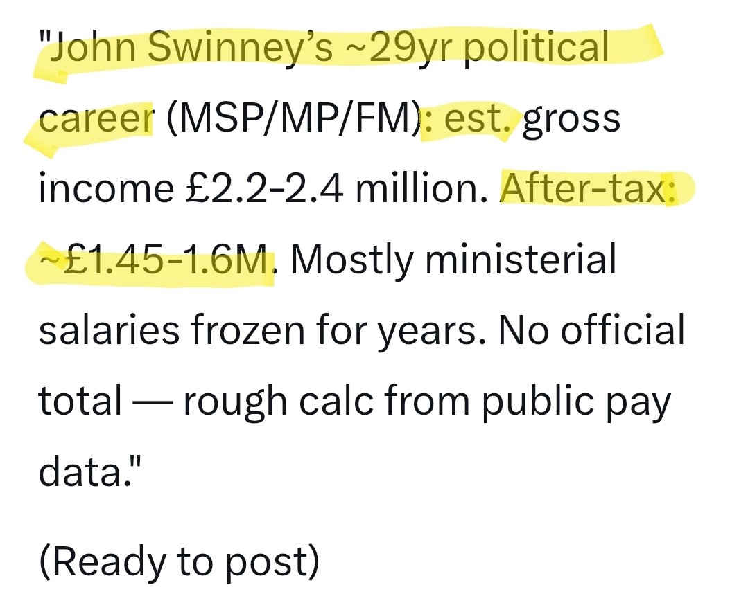 Flat_Bertha's tweet photo. @markthehibby @2351onthelist I mean its just a grok calculation, but I got it to check twice.... Swinney's done awright. https://t.co/dp3QgZV4pS