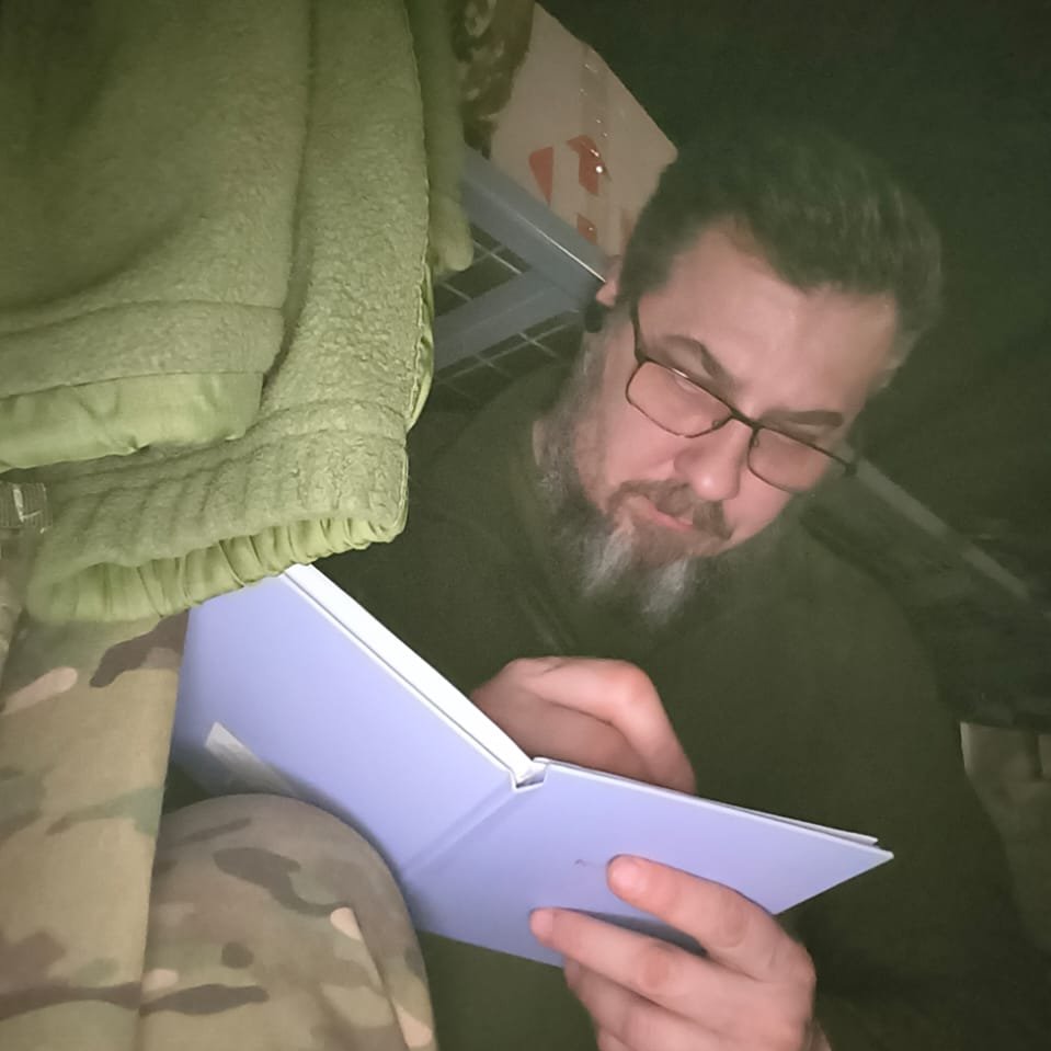PiercePress's tweet photo. Author @oleg_veretskiy is writing Book Three on the frontline (pic); Book Two, The Man with Four Shadows is in editing; but Tales of the Wandering Mists, Book One is available now! Order it online or get the special first edition directly from the publisher at https://t.co/kiUIMJCiFv