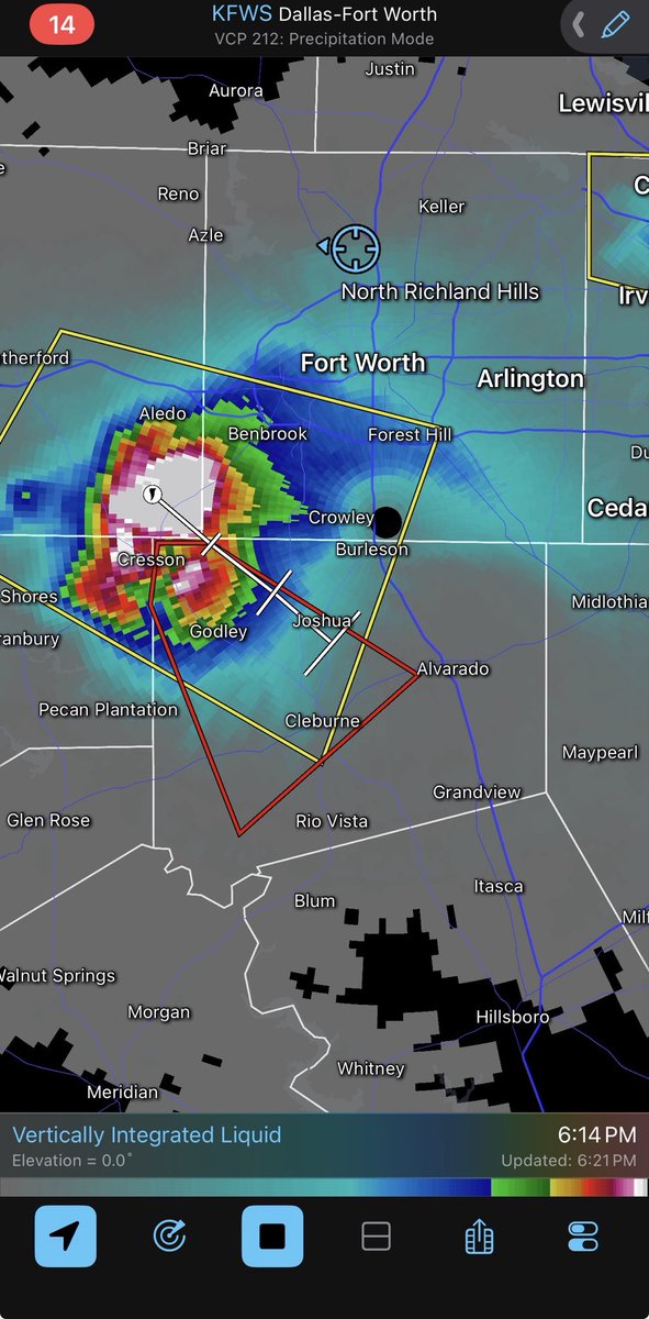 MAutovinoWx's tweet image. A #TORNADO #WARNING is now in place for Johnson County through 6:45 PM. CONFIRMED large hail stones of what look to be baseball sized courtesy of our storm chaser Jason’s live shot. Head to your safe space immediately! 

Posted: 6:24 PM, 4/28/26