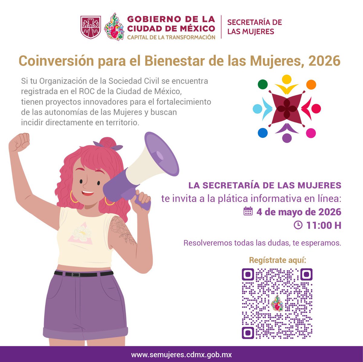 SeMujeresCDMX's tweet image. Fortalecer la #autonomía de las mujeres es impulsar proyectos que transforman comunidades 💜
Si tu organización trabaja por la autonomía de las mujeres y el bienestar, este espacio es para ti ✨

Regístrate y súmate a la plática informativa: docs.google.com/forms/d/e/1FAI…
