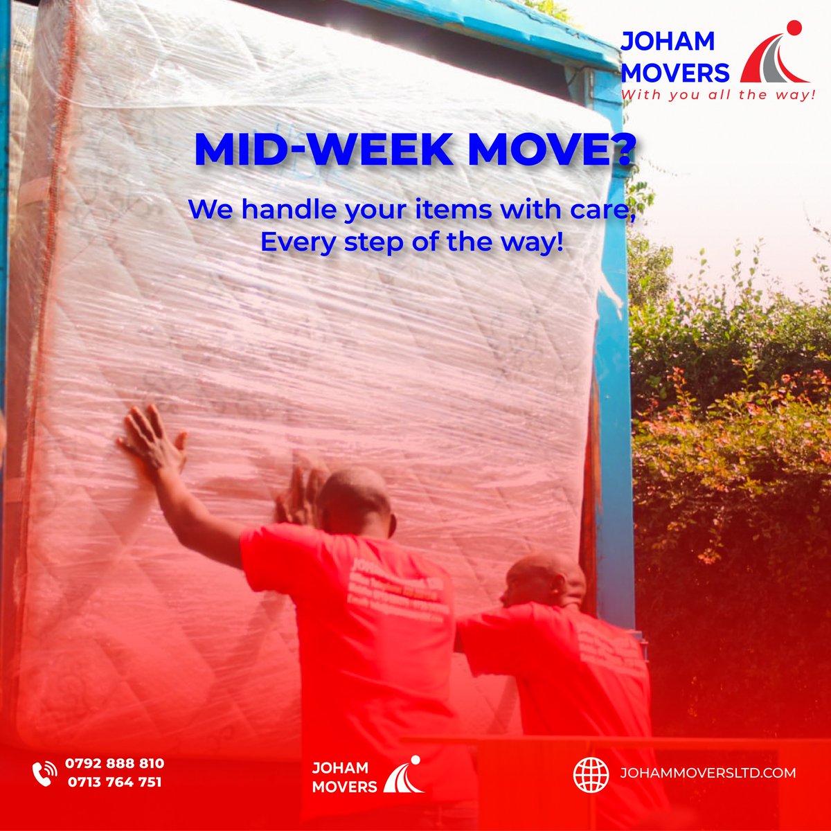 johammoversltd's tweet image. Mid-week move? We handle your items with care, every step of the way! 💪📦 Whether it's across town or across the country, Joham Movers gets you there safely.

#JohamMovers #StressFreeMoving #WednesdyMotivation