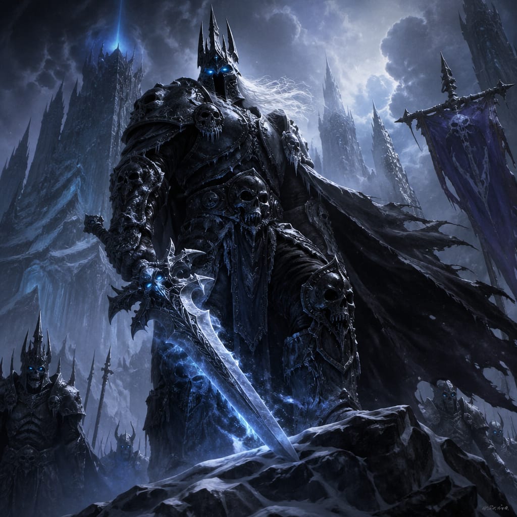 aefte_ai's tweet image. Arthas the Lich King #Warcraft #NewGrittyStyle #DigitalCover
