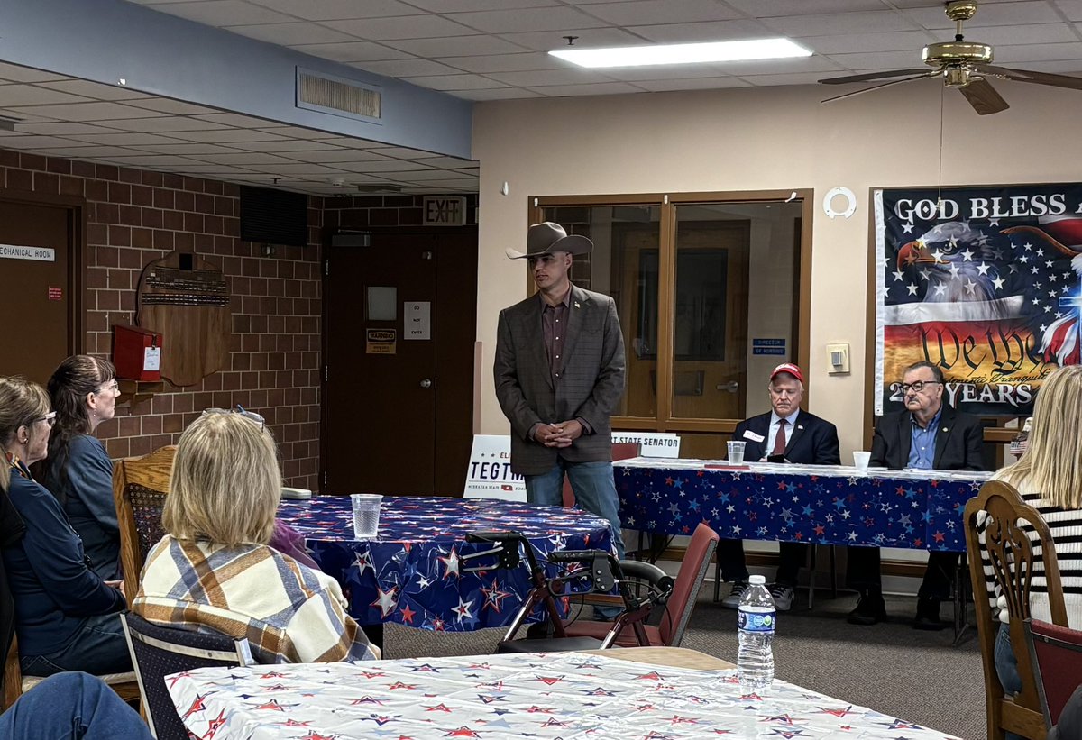 Huebner4NebrCD3's tweet photo. 👉 We recently enjoyed a stop in Mullen at the Hooker County Republican Party Candidate Forum. I’m proud to personally, relentlessly continue to travel everywhere possible. This campaign is one to renew our conservative energy, elevate the defense of our values, and install leadership forged in uniform and small business. Thank you for hosting us, Hooker County- we will see you again soon!