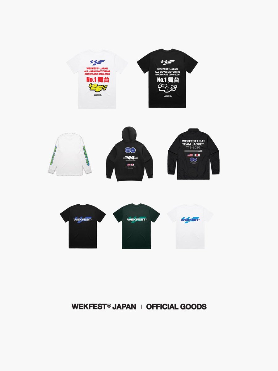 WEKFEST_JAPAN's tweet photo. Official Wekfest Japan Goods 🏁

100% made in the USA. 

Visit the Wekfest Japan booth this Sunday to purchase.

https://t.co/rUTN9DOYrO https://t.co/mK0nfgZHnz