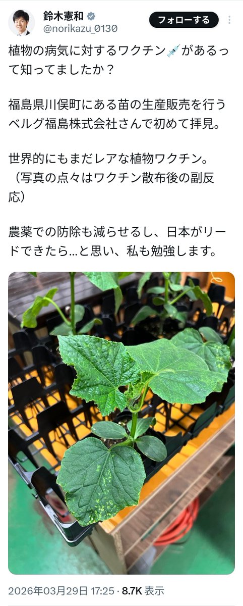 baillamont0319's tweet photo. 植物にも副反応が出るそうだwww https://t.co/kW53XUVTqn