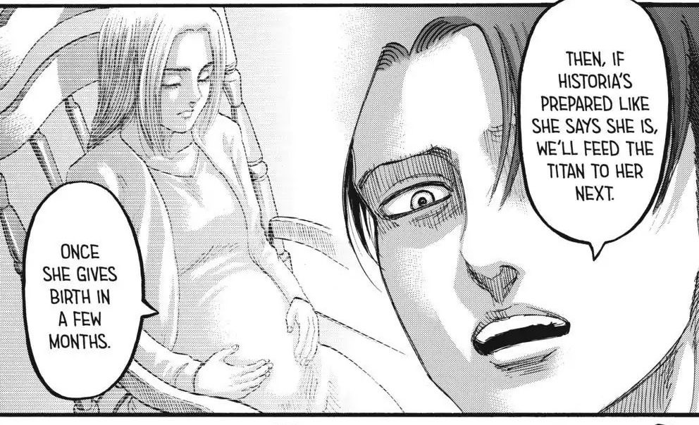 ereri101's tweet photo. Historia being content with her situation was actually even portrayed in ch.112 as a rose colored delusion Levi’s mind cooked up to rationalize to himself sacrificing a mother-to- be along with (his side of )humanity,
just so he could selfishly keep his beloved eren alive https://t.co/Jr5MKg3XwR