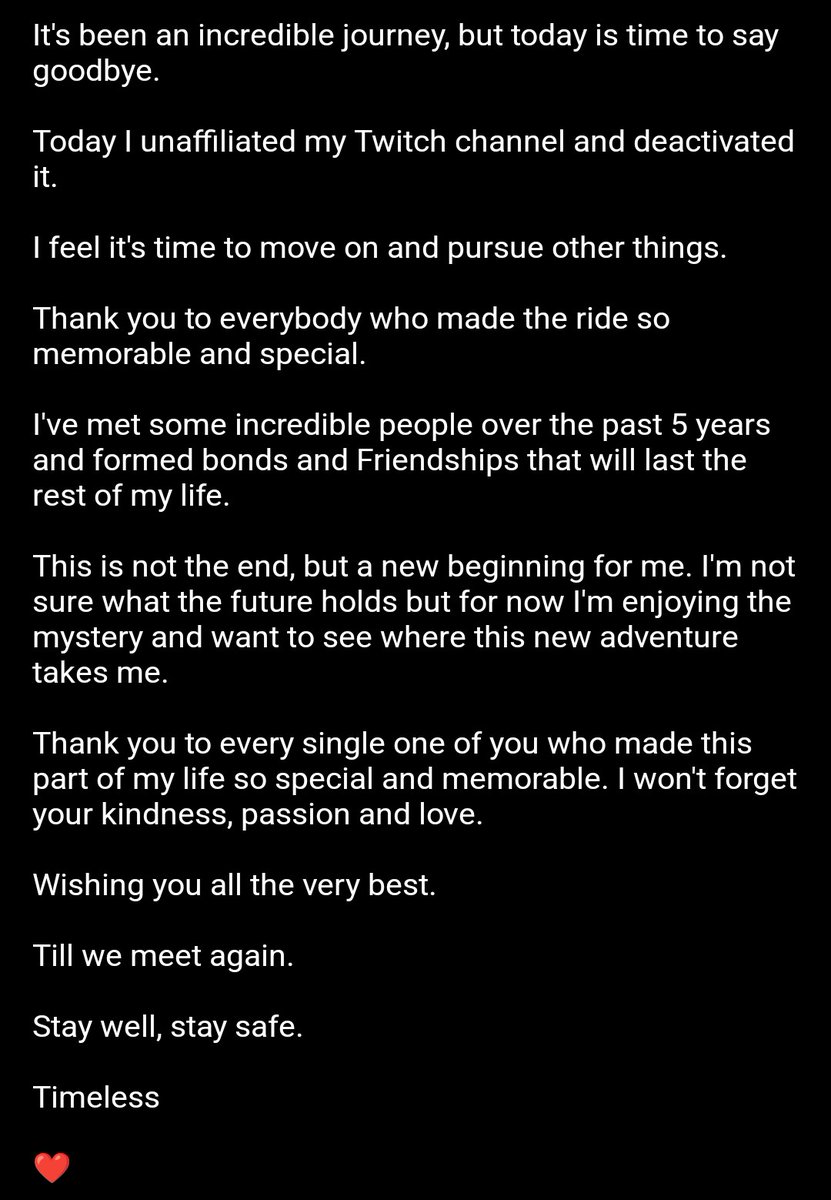 A_Timeless_Soul's tweet image. 2021 to 2026.

Thank you.

Till we meet again.

Stay well, stay safe.

Timeless

❤️

#Twitch
#TwitchCommunity
#PUBG
#PUBGCommunity