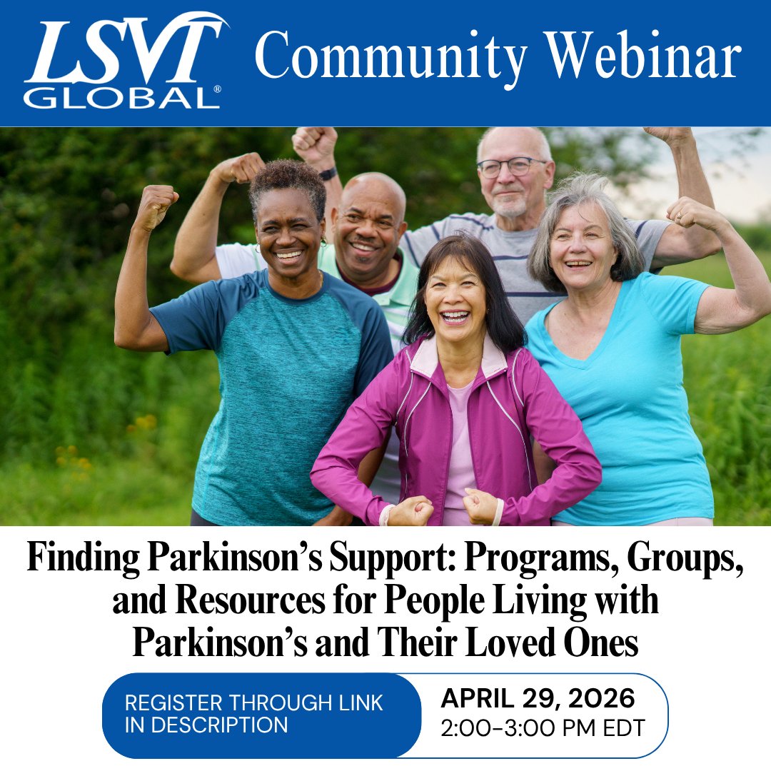 LSVTGlobal's tweet image. TOMORROW at 2 PM ET! 🧠✨
Join our free webinar to find the Parkinson’s resources you’ve been looking for. We’re covering local groups, virtual exercise, and national support networks.
Open to everyone: hubs.ly/Q04dM-pM0
#Parkinsons #PD #CommunitySupport #LSVTGlobal